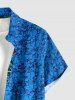 Plus Size Tropical Leaf Hibiscus Flower Print Hawaii Buttons Pocket Shirt For Men -  