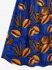 Robe à bretelles trapèze imprimée de grains de café et de branches d'Hawaï, grande taille - Bleu Marine 2X