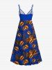 Plus Size Coffee Beans Branch Print Hawaii Surplice A Line Cami Dress -  