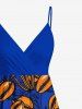 Plus Size Coffee Beans Branch Print Hawaii Surplice A Line Cami Dress -  