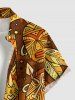 Plus Size Ethnic Graphic Mask Print Hawaii Button Pocket Shirt For Men - Brun 3XL