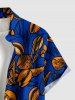 Chemise à poches boutonnées Hawaï imprimée de grains de café et de branches, grande taille, pour hommes - Bleu Marine S