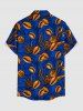 Chemise à poches boutonnées Hawaï imprimée de grains de café et de branches, grande taille, pour hommes - Bleu Marine S
