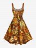 Plus Size Ethnic Graphic Mask Print Hawaii A Line Dress -  