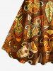 Plus Size Ethnic Graphic Mask Print Hawaii A Line Dress -  