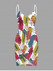 Paréo de plage convertible grande taille à motif colorblock représentant un cocotier, style hawaïen - Multi 2X