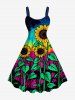Sunflowers Leaf Galaxy Print Plus Size Matching Hawaii Beach Outfit For Couples -  