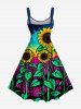 Sunflowers Leaf Galaxy Print Plus Size Matching Hawaii Beach Outfit For Couples -  