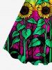 Plus Size Sunflowers Leaf Galaxy Print Hawaii Tank Dress -  