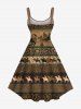 Robe débardeur hawaïenne grande taille à imprimé floral ethnique et cheval - Café profond L