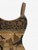 Robe débardeur hawaïenne grande taille à imprimé floral ethnique et cheval - Café profond L