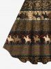 Robe débardeur hawaïenne grande taille à imprimé floral ethnique et cheval - Café profond L