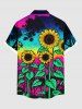 Plus Size Sunflowers Leaf Galaxy Print Buttons Pocket Hawaii Shirt For Men - Multi M