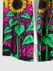 Plus Size Sunflowers Leaf Galaxy Print Buttons Pocket Hawaii Shirt For Men - Multi M