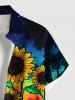 Plus Size Sunflowers Leaf Galaxy Print Buttons Pocket Hawaii Shirt For Men - Multi M