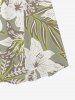 Robe cache-cœur hawaïenne à imprimé de fleurs tropicales et de feuilles, grande taille - Vert clair L