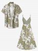 Robe cache-cœur hawaïenne à imprimé de fleurs tropicales et de feuilles, grande taille - Vert clair L