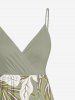 Robe cache-cœur hawaïenne à imprimé de fleurs tropicales et de feuilles, grande taille - Vert clair L