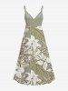 Robe cache-cœur hawaïenne à imprimé de fleurs tropicales et de feuilles, grande taille - Vert clair L