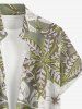 Chemise hawaïenne grande taille pour homme, à imprimé floral tropical et feuilles, boutons et poche. - Vert clair 6XL