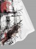 Plus Size Seascape Bird Light House Graffiti Print Hawaii Tank Dress -  