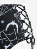 Spider Web Bat Print Lattice Crisscross Lace Up Tankini Swimsuit -  