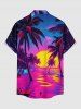 Chemise hawaïenne grande taille pour homme, imprimée cocotiers et soleil, avec poches et boutons. - Rose Vif 6XL