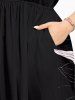 Robe mi-longue hawaïenne fendue à rayures et fleurs grande taille - Noir 6X