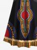 Robe longue hawaïenne à imprimé géométrique ethnique grande taille, épaules dénudées et croisée, style hawaïen - Noir M