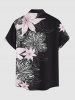 Plus Size Striped Flowers Print Buttons Pocket Hawaii Shirt For Men -  