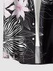 Plus Size Striped Flowers Print Buttons Pocket Hawaii Shirt For Men -  