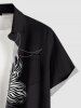 Plus Size Striped Flowers Print Buttons Pocket Hawaii Shirt For Men -  