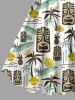 Plus Size Coconut Tree Sun Leaf Ethnic Mask Print Hawaii Tank Dress -  