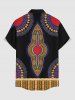 Chemise hawaïenne grande taille à motifs géométriques ethniques imprimés, boutons et poches pour hommes - Noir S