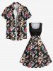 Plus Size Poker Key Clock Print Vintage Swing A Line Dress -  