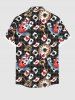 Chemise à poches boutonnées imprimée avec horloge et clé de poker grande taille pour hommes - Multi-A S