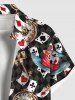 Plus Size Poker Key Clock Print Button Pocket Shirt For Men -  