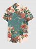 Chemise hawaïenne à poches boutons, imprimé colorblock fleurs papillon planète grande taille pour homme - Multi-A 4XL