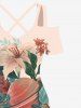 Plus Size Cold Shoulder Flower Butterfly Planet Colorblock Print Hawaii Crisscross A Line Maxi Dress -  