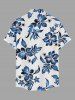 Chemise hawaïenne grande taille pour homme, à imprimé tropical floral et feuilles, boutons et poche. - Bleu Ciel 6XL