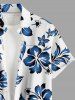 Chemise hawaïenne grande taille pour homme, à imprimé tropical floral et feuilles, boutons et poche. - Bleu Ciel 6XL