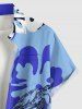 Plus Size Turtle Hibiscus Flower Print Hawaii Button Pocket Shirt For Men -  