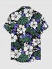 Chemise à poches boutons grande taille pour homme, imprimée de fleurs d'hibiscus et de feuilles tropicales, style hawaïen. - Vert profond S