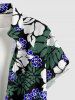 Chemise à poches boutons grande taille pour homme, imprimée de fleurs d'hibiscus et de feuilles tropicales, style hawaïen. - Vert profond S