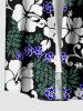 Chemise à poches boutons grande taille pour homme, imprimée de fleurs d'hibiscus et de feuilles tropicales, style hawaïen. - Vert profond S