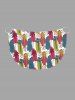 Paréo de plage convertible grande taille à motif colorblock représentant un cocotier, style hawaïen - Multi 2X