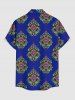 Chemise hawaïenne à poches boutonnées, imprimé floral grande taille pour hommes - Bleu Marine S