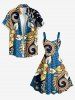 Plus Size Flower Curve Ethnic Graphic Print Hawaii A Line Dress -  