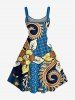 Plus Size Flower Curve Ethnic Graphic Print Hawaii A Line Dress -  