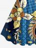 Robe hawaïenne grande taille à imprimé floral ethnique et graphique - Bleu 4X